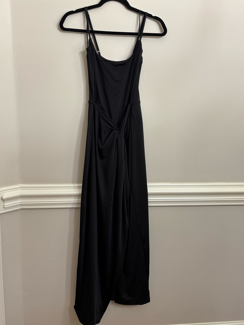 NEW AFRM Black Twist-Front Stretch Jersey Maxi Dress Size Small Formal Prom